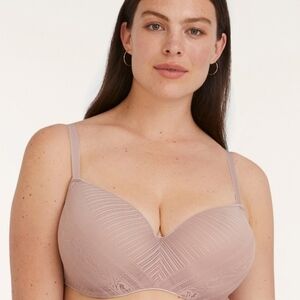 ThirdLove Everyday Lace T-Shirt Lace Taupe Bra - Sz 36F US